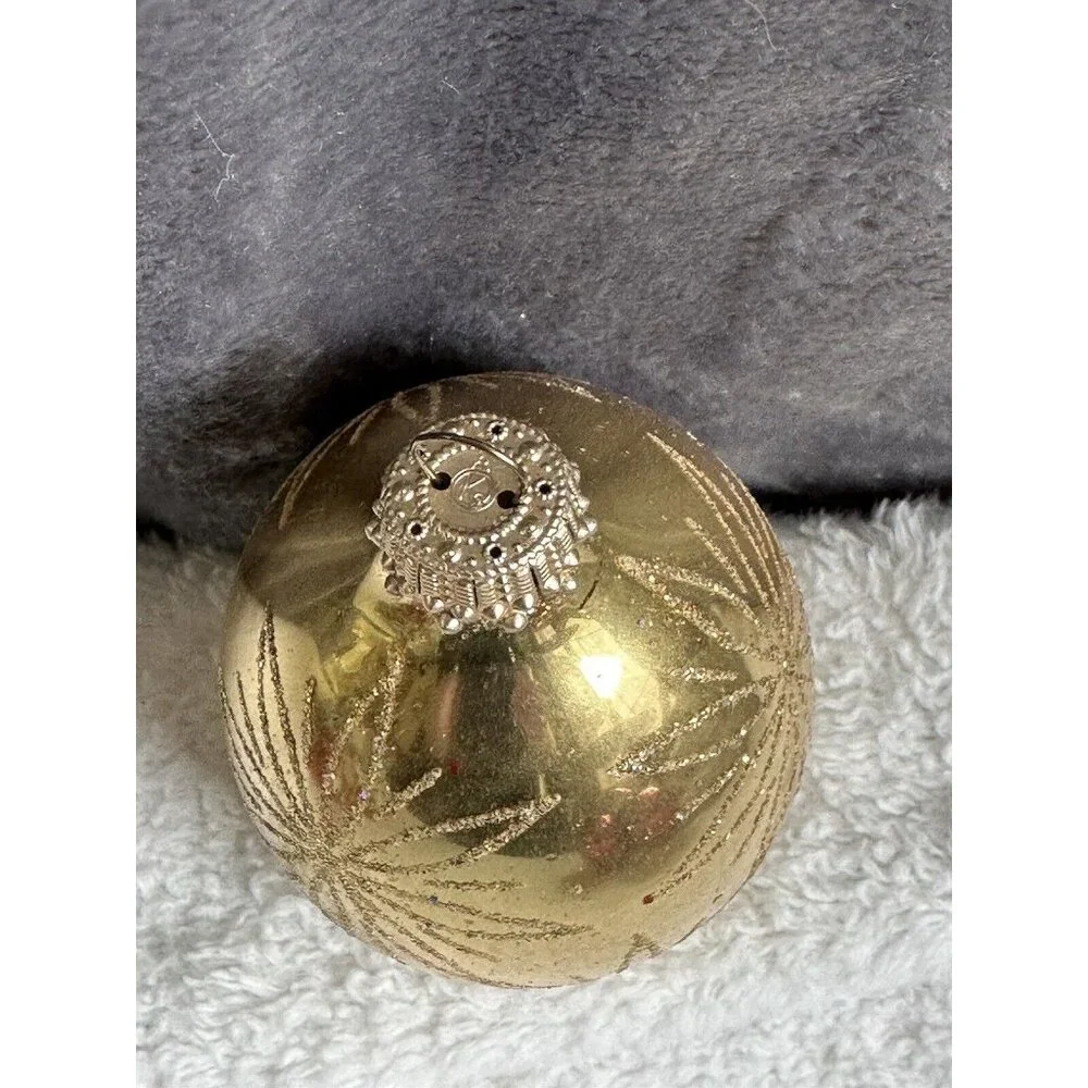 Vintage‎ West Germany Gold Glitter Christmas Mercury Glass Ornament Xmas